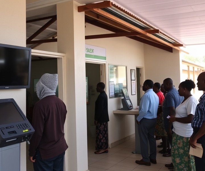 Before — Terminal out of service at peak hours: the wait moves to the teller desk.
